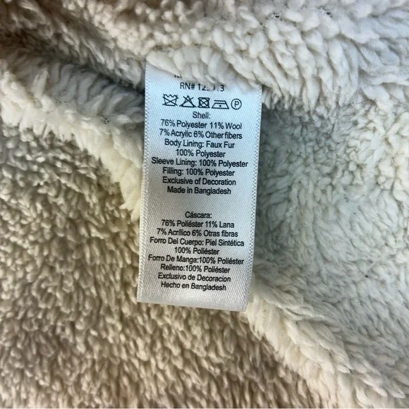 Jachs Sherpa Lined Aztec Jacket Size Large Wool Faux Fur Warm Shacket Southwest - Picture 12 of 16